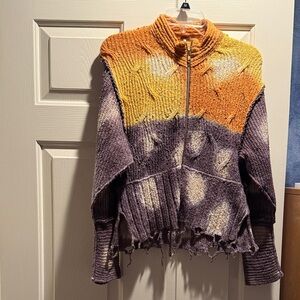 Free People Orange and Purple Women's Cardigan